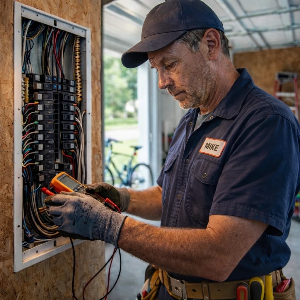 Licensed electrical contractor performing backup power installation service